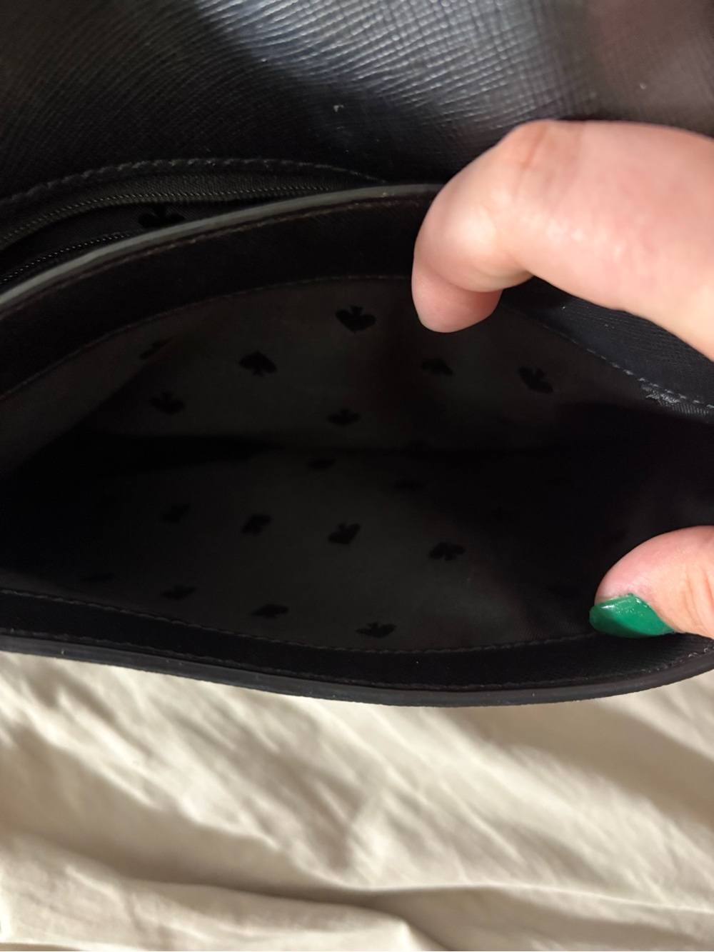kate spade Black Leather Shoulder Bag with Gold Logo - Picture 5 of 5